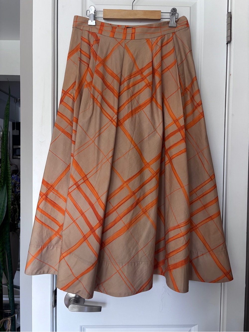 Zara Plaid Cape Midi Skirt With Side Pockets - Picture 6 of 12